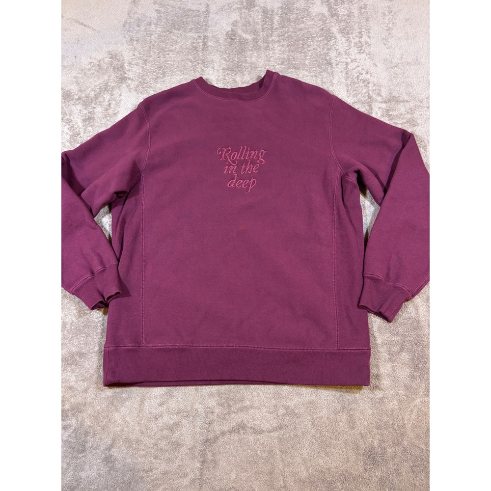 Adele Rolling In The Deep Embroidered Sweatshirt Maroon Burgundy Crewneck Medium